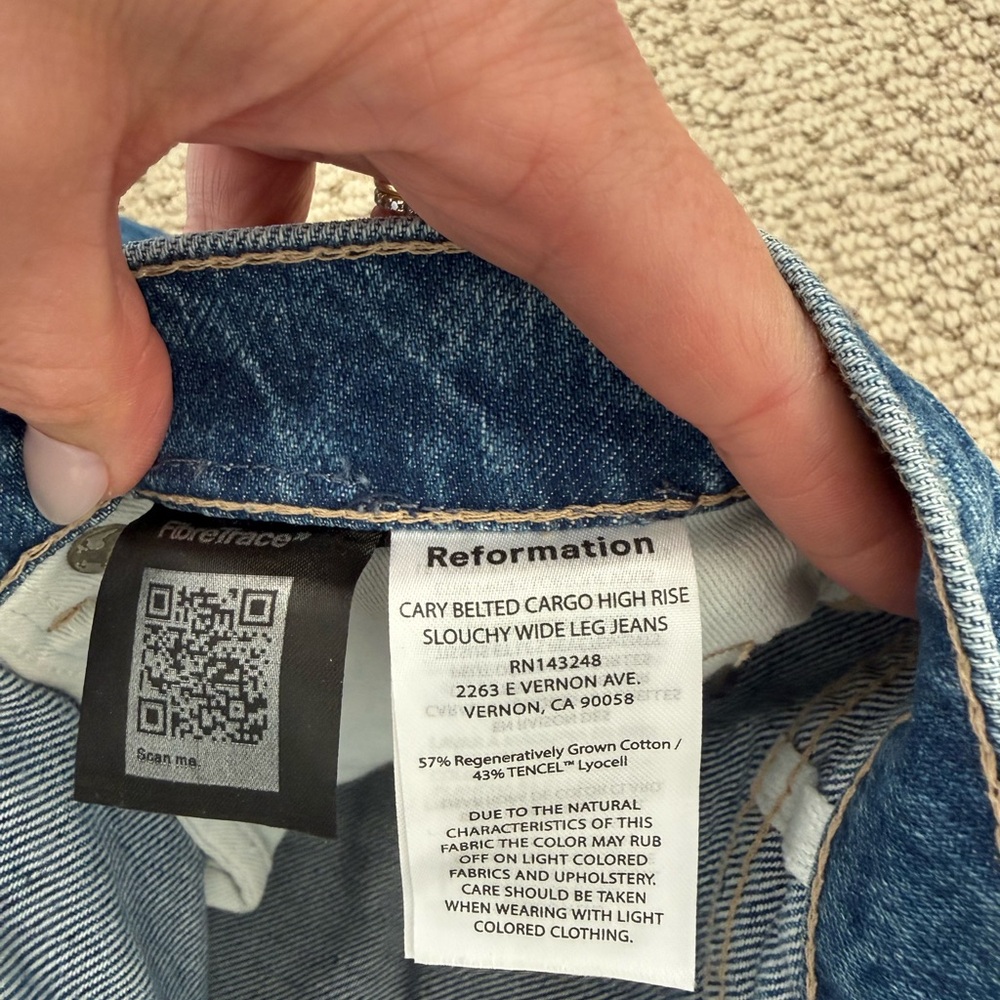 Reformation Blue Wide Leg cargo Jeans size 28 - Picture 6 of 6